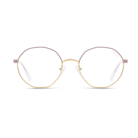QUAY Eclectic Blue Light Glasses Pink Gold Frames - Picture 2 of 9